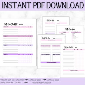 Self Care Checklist Journal | Wellness Planner | Mental Health Tracker | Daily Routine | Mindfulness Workbook | Digital Printable image 4