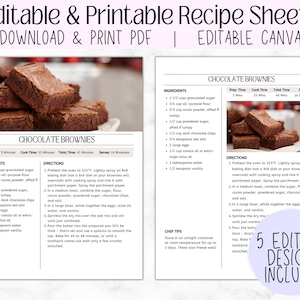 Modèle de recette MODIFIABLE | Modèle Canva | Classeur de recettes minimaliste | Ferme imprimable | Planificateur de repas