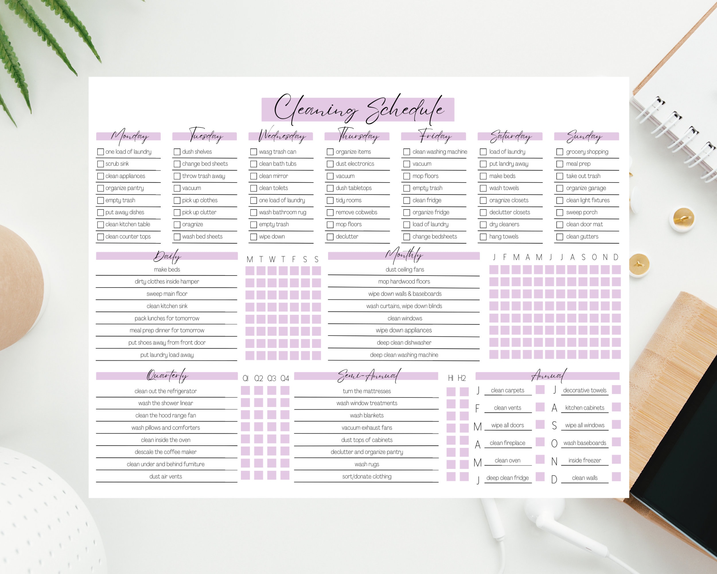 EDITABLE Cleaning Planner | Checklist | Cleaning Schedule | Weekly ...
