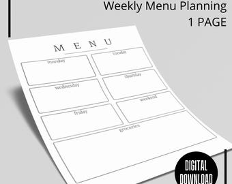 Printable Meal Planner | Weekly Food Tracker | Weekly Dinner Plan | Healthy Eating | Printable Meal Planner