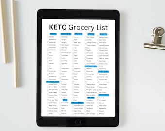 Keto Grocery List Printable | Low Carb | Keto Food List | Groceries Planner | Food Tracker | Weekly Menu Planner PDF