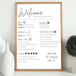Airbnb Welcome Sign | Editable Printable Sign | Minimalist Design | Editable in Canva | Host Bundle Set | Wifi Template image 7
