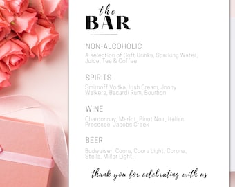 Wedding Bar Menu Template | Signature Drink Sign | Wedding Drink Menu | Bar Menu Template | Editable Canva