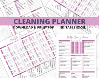 EDITABLE Cleaning Schedule | Family Routine Planner | Monthly Cleaning Calendar | Weekly Plan | Daily Tasks Tracker