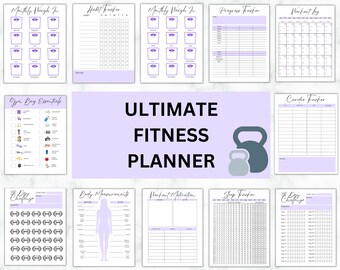 Fitnessplanner BUNDEL | Gewichtsverliestracker | Fitnessdagboek | Stappentracker | Gezondheidsdoelen | Oefening Water Challenge