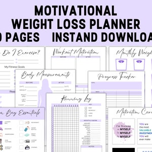 Fitness Planner BUNDLE | Weight Loss Tracker | Fitness Journal | Step Habit Tracker | Health Goals | Self-Care Wellness