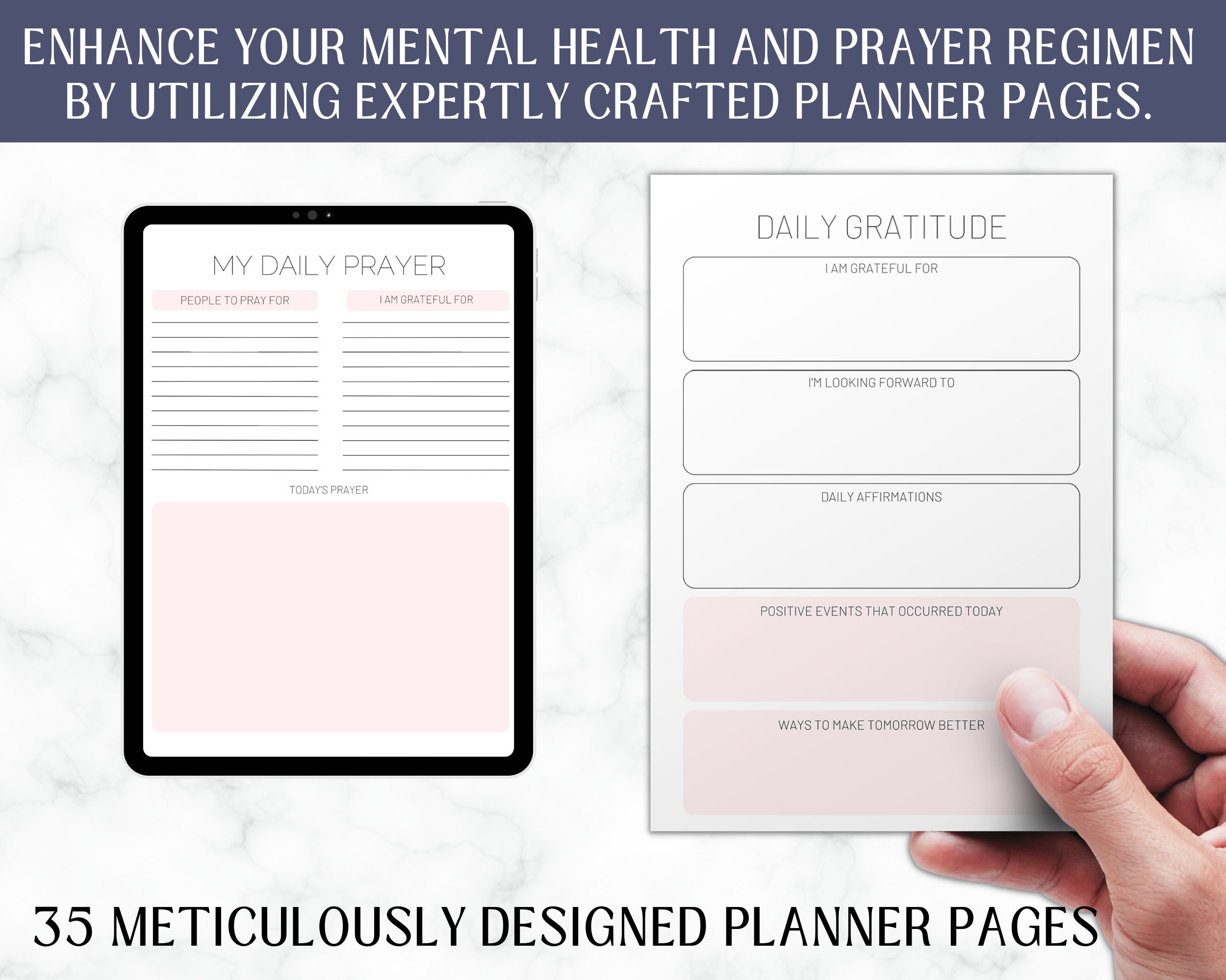 Prayer Planner Printable Daily Gratitude Journal Prayer Notes Sermons ...
