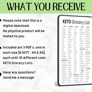 Keto Grocery List Printable | Low Carb Food | Grocery Shopping | Meal Planner | Keto Tracker | Weekly Menu Planner image 10
