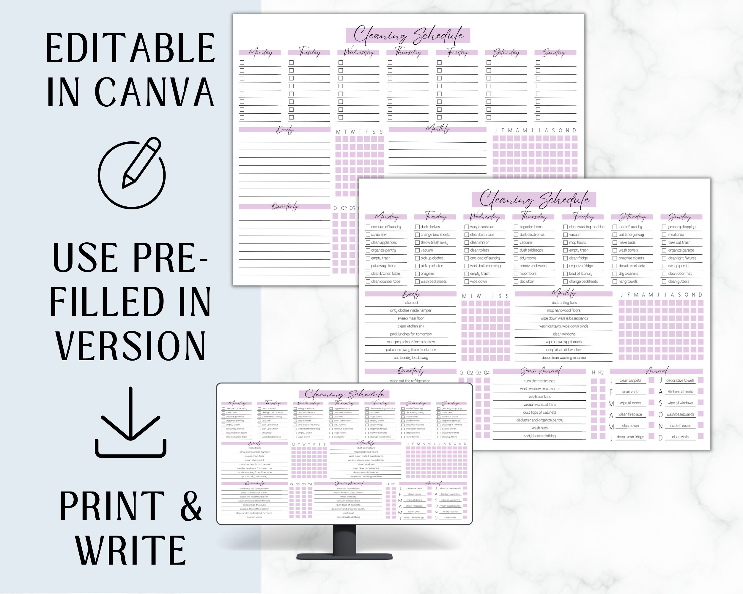 EDITABLE Cleaning Planner | Checklist | Cleaning Schedule | Weekly ...