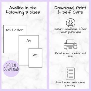 Self Care Checklist Journal | Wellness Planner | Mental Health Tracker | Daily Routine | Mindfulness Workbook | Digital Printable image 10
