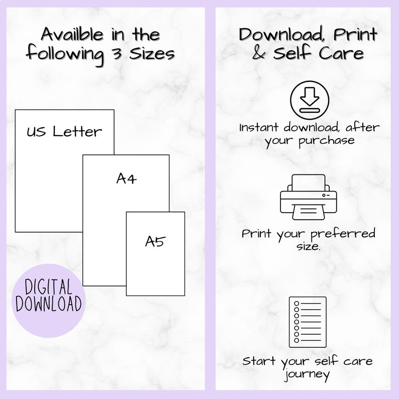 Self Care Checklist Journal | Wellness Planner | Mental Health Tracker | Daily Routine | Mindfulness Workbook | Digital Printable image 10