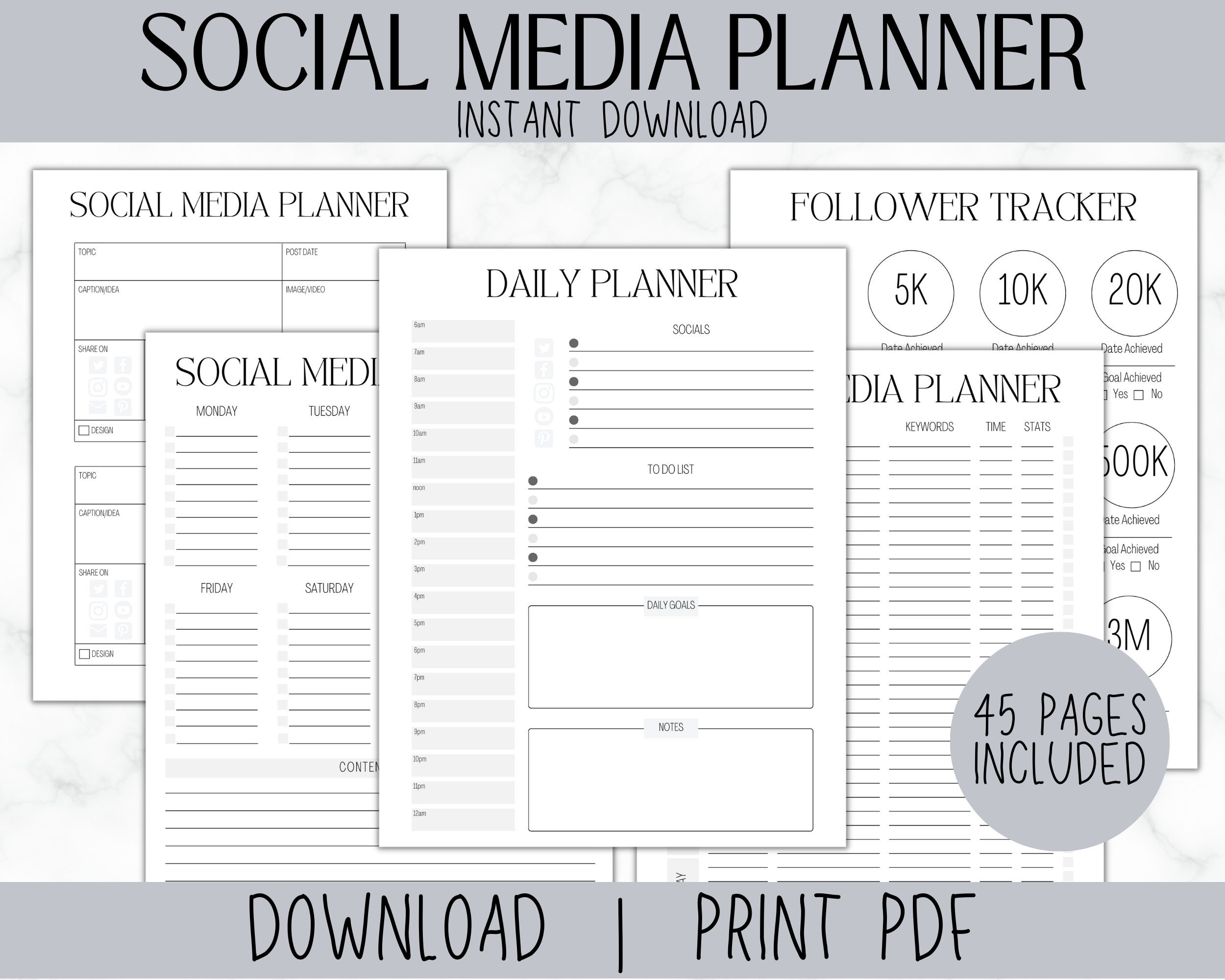 Social Media Planner Template Content Creator Planner Social Media