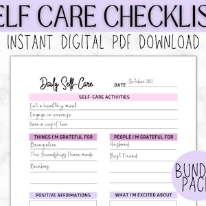Self Care Checklist Journal | Self Care Planner | Journal Tracker | Wellness Planner | Mindfulness Mental Health Kit