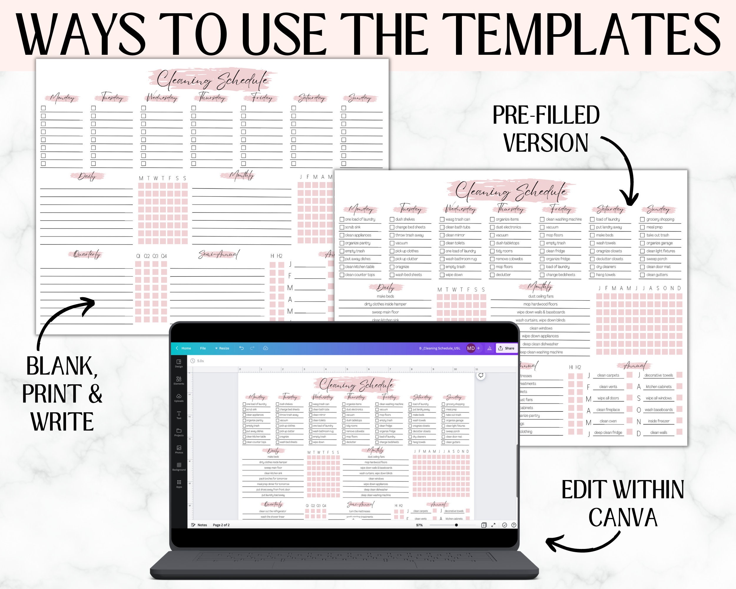 EDITABLE Cleaning Planner | Checklist | Cleaning Schedule | Weekly ...