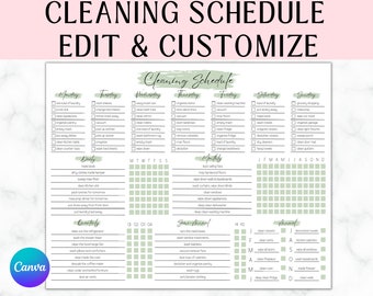 EDITABLE Cleaning Planner | Checklist | Cleaning Schedule |  Weekly House Chores | Adhd Clean Home | Household Planner