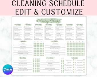 EDITABLE Cleaning Planner | Checklist | Cleaning Schedule |  Weekly House Chores | Adhd Clean Home | Household Planner