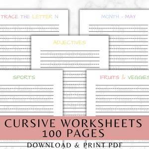 Cursive Writing | Practice Sheets | Cursive Practice | Cursive Tracing | Penmanship Practice | Writing Worksheets | Kids Handwriting
