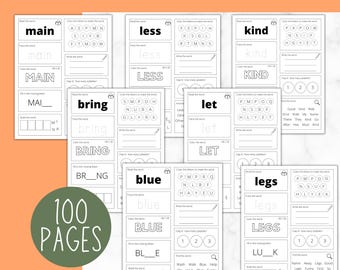 100 Printable Sight Words | Kindergarten Worksheets | Practice Spelling | Phonics Homeschool | PreK Kindergarten