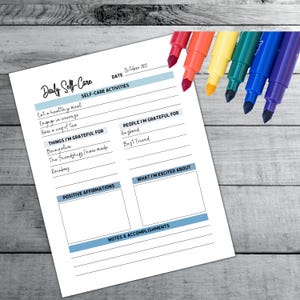 Self Care Checklist Journal | Wellness Planner | Mental Health Tracker | Daily Routine | Mindfulness Workbook | Digital Printable image 5