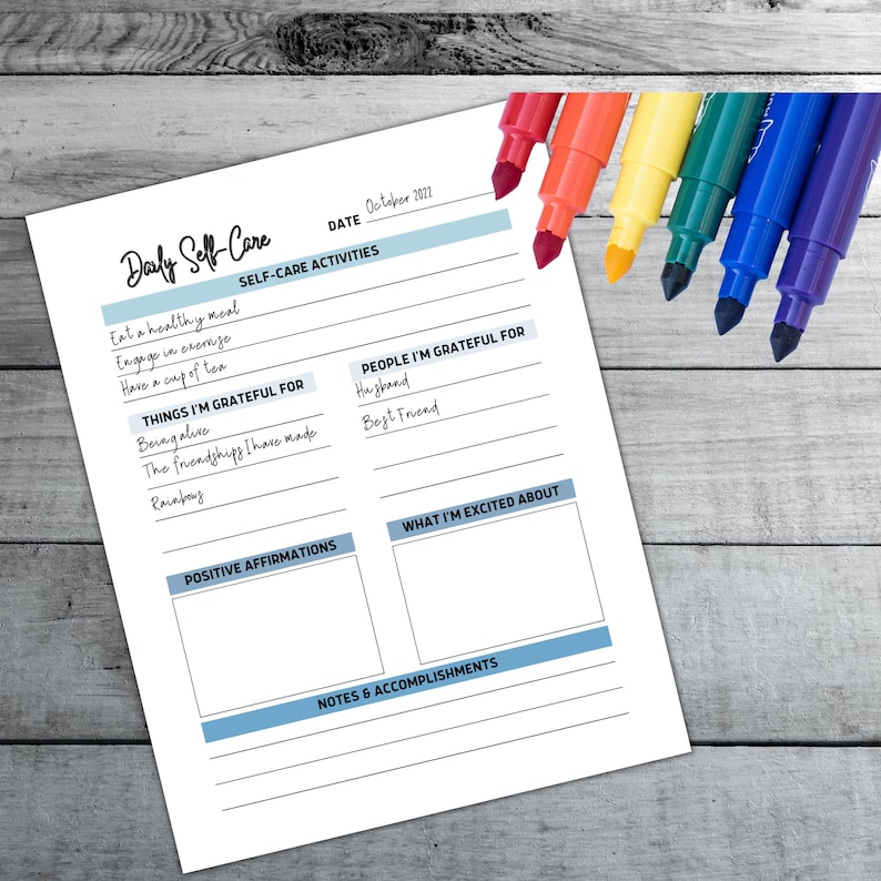Self Care Checklist Journal | Wellness Planner | Mental Health Tracker | Daily Routine | Mindfulness Workbook | Digital Printable image 5