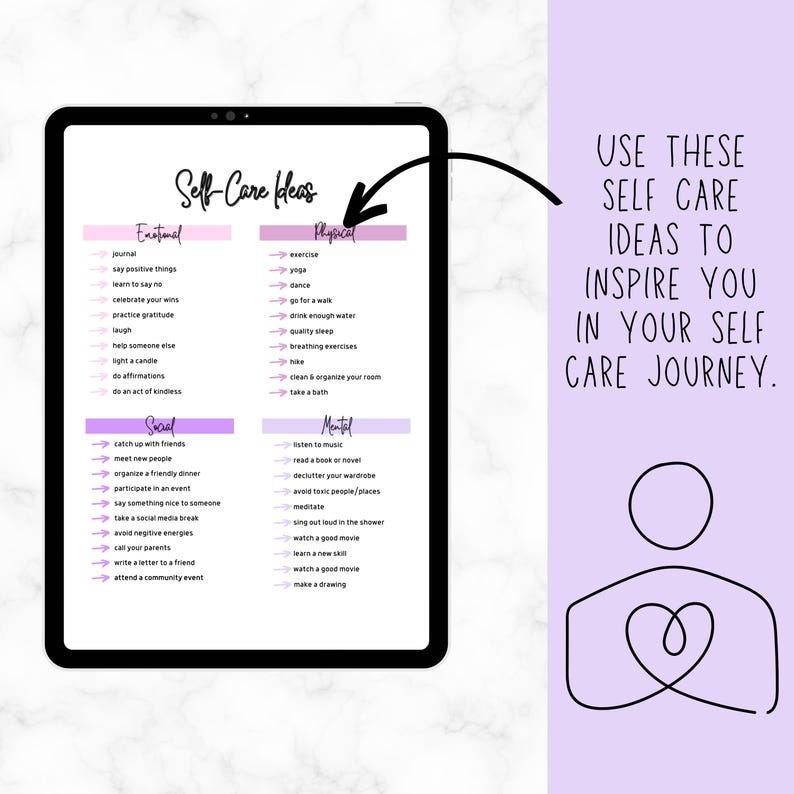 Self Care Checklist Journal | Wellness Planner | Mental Health Tracker | Daily Routine | Mindfulness Workbook | Digital Printable image 7