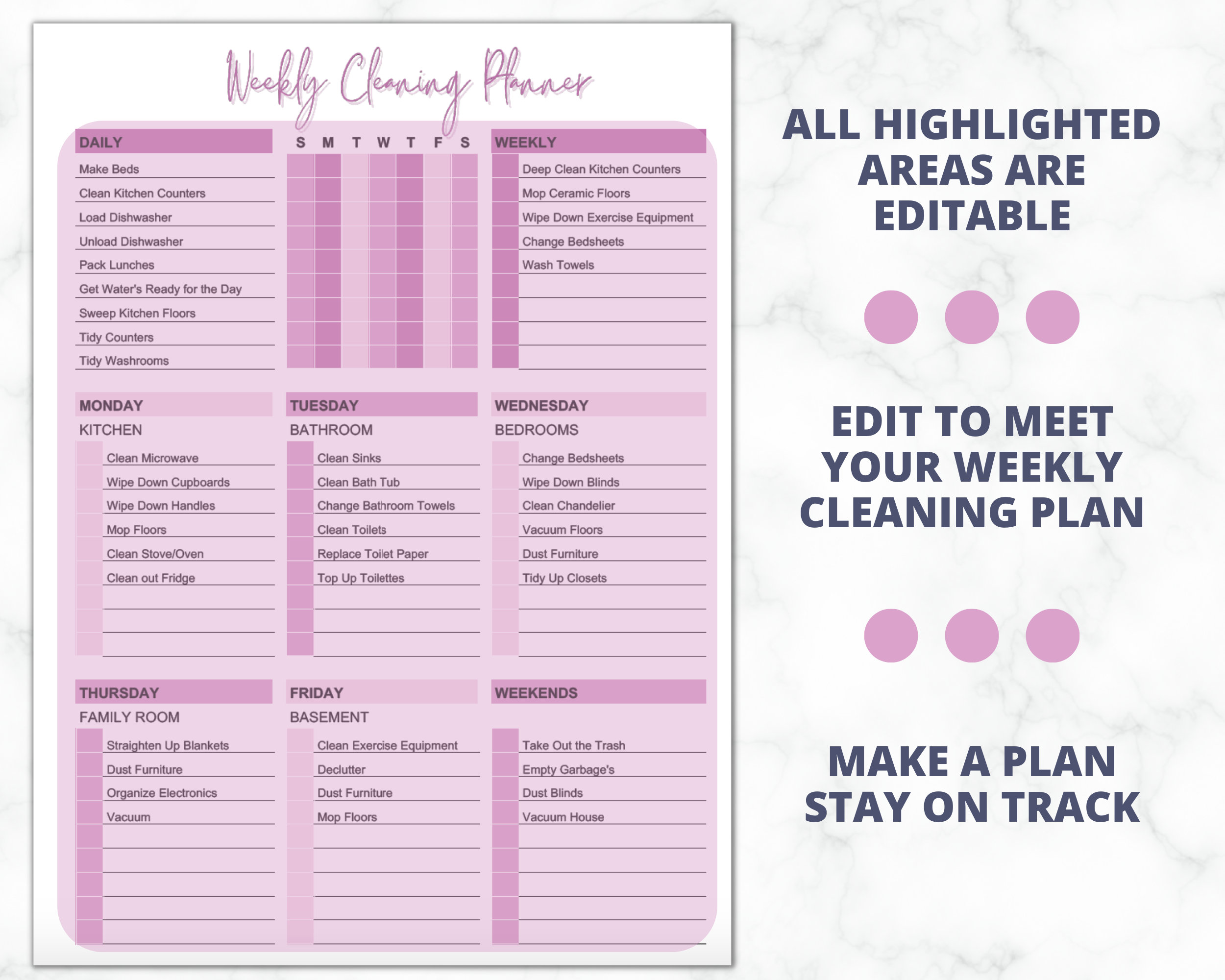 EDITABLE Cleaning Schedule | Family Routine Planner | Monthly Cleaning ...