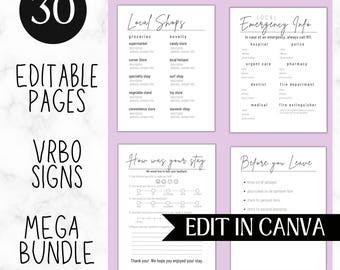 Editable VRBO Host Manual | Minimalist Home Decor | Wifi Template | VRBO Printable Signs | Bundle Pack | Checklist