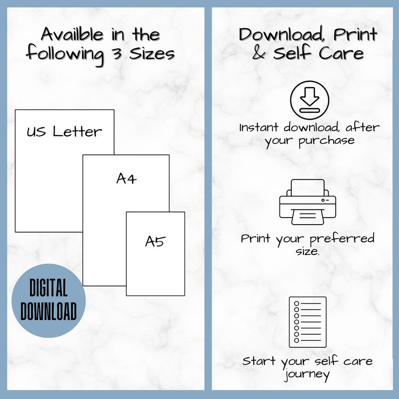Self Care Checklist Journal | Wellness Planner | Mental Health Tracker | Daily Routine | Mindfulness Workbook | Digital Printable image 10