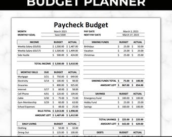 EDITABLE Budget Planner | Biweekly Finance Planner | Paycheck Tracker | Paycheck Tracker | Excel Editable