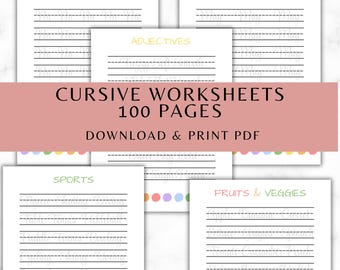 Cursive Handwriting Workbook | Penmanship Worksheets | Letter Tracing | Kids Writing Skills | Homeschool Printable