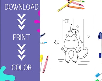 Dibujos para colorear de Unicornios / Páginas imprimibles para colorear / Juegos de Unicornios / Hojas para colorear imprimibles / Fiesta de cumpleaños