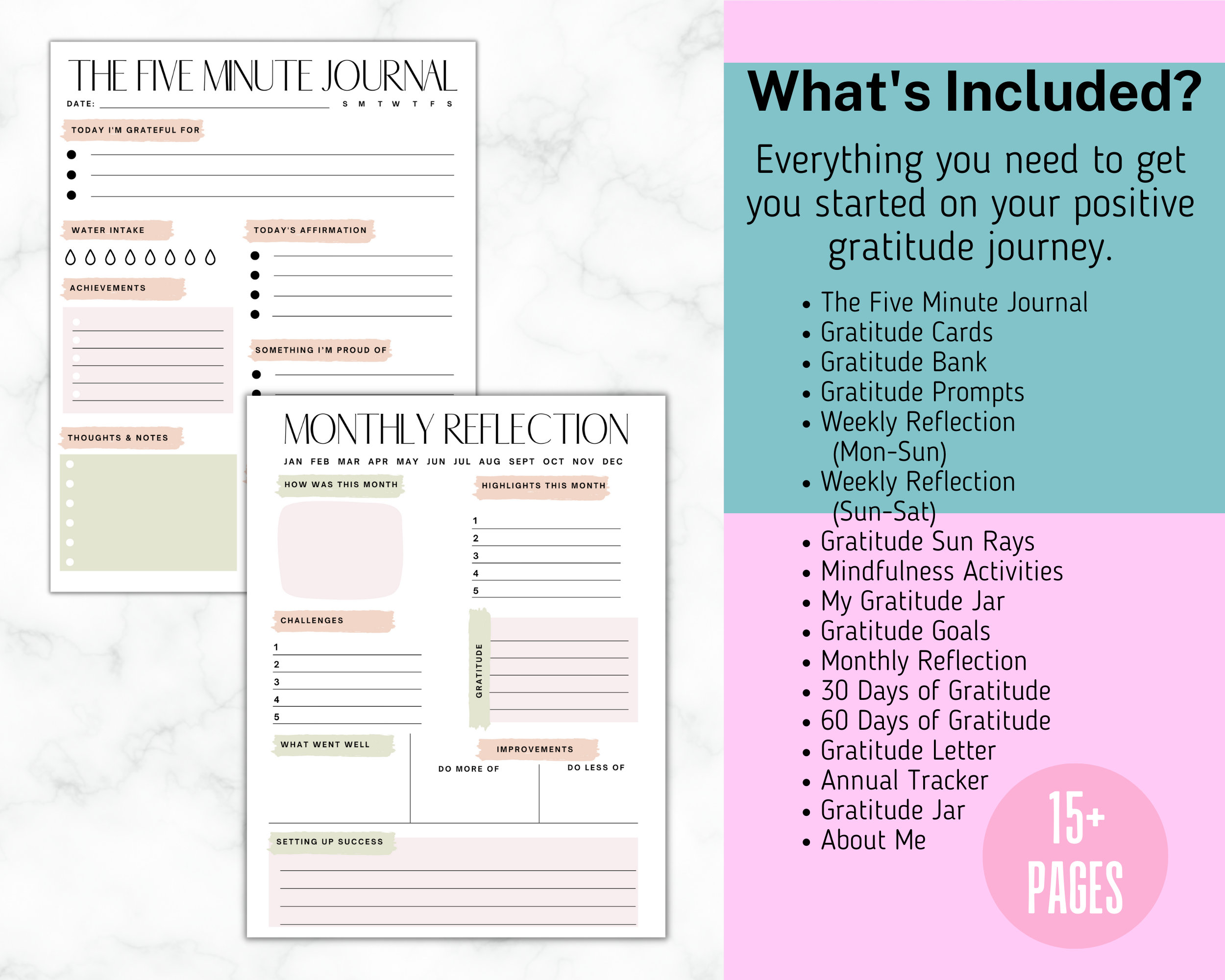 Gratitude Journal Printable BUNDLE | Mindfulness Log | Self-care ...