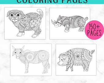 Plus de 150 mandalas d'animaux à colorier | Activités de coloriage à imprimer | Fiches relaxantes | Téléchargement numérique instantané