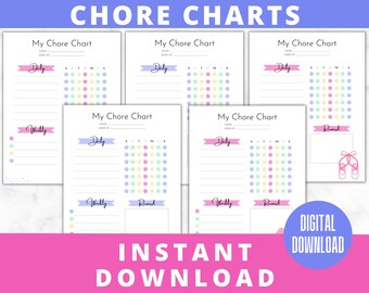 Kids Chore Charts | Daily Checklist | Reward | Screen Time | Allowance | Chores | School Routine | Behavior Chart | Consequences