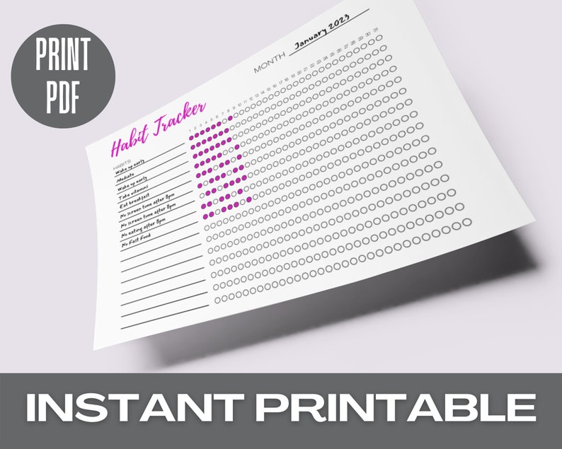 Monthly Daily Habit Tracker | Habit Planner | Routine Planner | Instant Download | Multiple Colors | Workout Schedule image 6