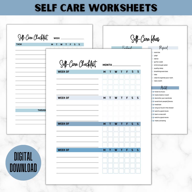 Self Care Checklist Journal | Wellness Planner | Mental Health Tracker | Daily Routine | Mindfulness Workbook | Digital Printable image 1