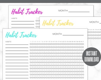 Monthly Habit Tracker Printable | Habit Tracker Digital | Habit Planner PDF | Motivation Planner | Daily Habit Tracker
