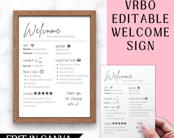 VRBO Editable Welcome Template | Host Manual | Guest Guide | WiFi Password | House Rules | Airbnb Printable
