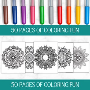 50 mandalas à colorier à imprimer | Coloriages relaxants pour adultes | Téléchargement numérique instantané | Activité anti-stress image 1