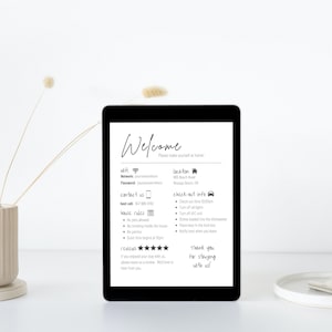 Airbnb Welcome Sign | Editable Printable Sign | Minimalist Design | Editable in Canva | Host Bundle Set | Wifi Template image 6