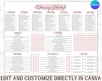 EDITABLE Cleaning Planner | Checklist | Cleaning Schedule |  Weekly House Chores | Adhd Clean Home | Household Planner
