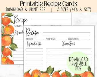 Recipe Card Template | Citrus Bridal Shower | Wedding Shower | Citrus Theme | Instant Download