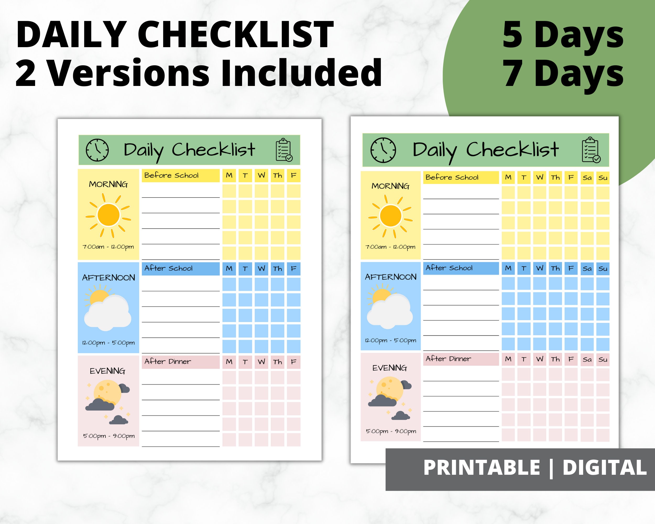 Daily school checklist school schedule printable daily etsy