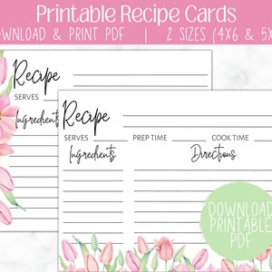 Recipe Card Template | Floral Bridal Shower | Wedding Shower | Floral Theme | Instant Download