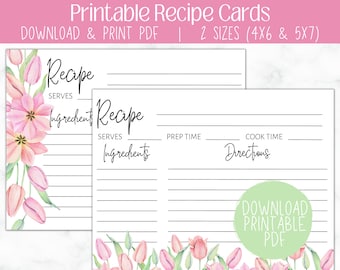 Recipe Card Template | Floral Bridal Shower | Wedding Shower | Floral Theme | Instant Download