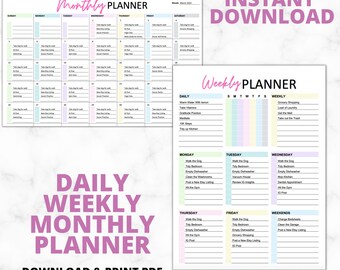 Editable Daily Schedule | Hourly Planner | Household Organizer | Datebook | Printable PDF | Instant Download