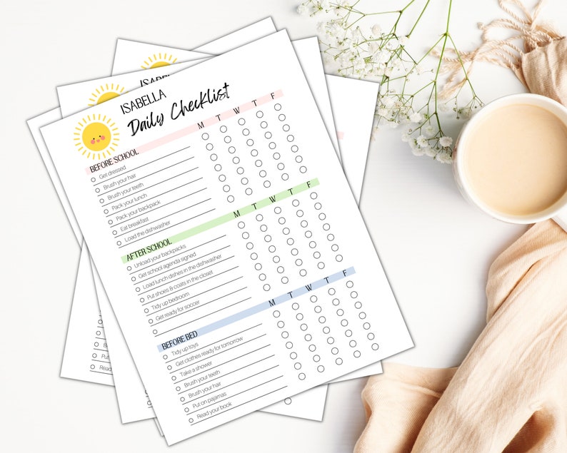 EDITABLE Daily Checklist Weekly Planner Family to Do List Command