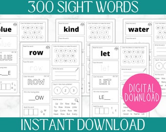 ULTIMATE Sight Words | Kindergarten Worksheets | Practice Spelling | Phonics Homeschool | PreK Kindergarten 1st Grade