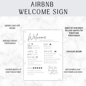 Airbnb Welcome Sign | Editable Printable Sign | Minimalist Design | Editable in Canva | Host Bundle Set | Wifi Template image 4