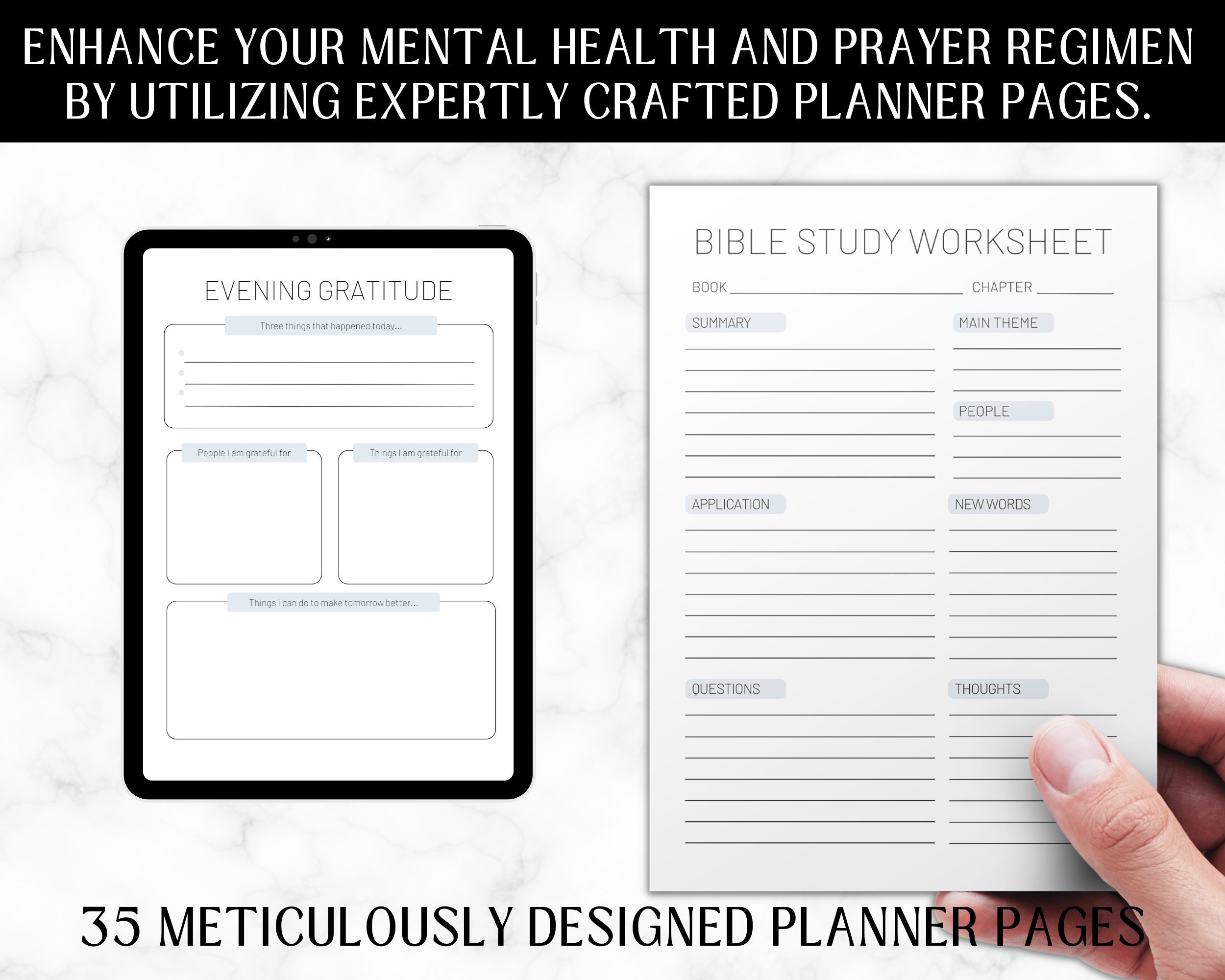 Prayer Planner Printable Daily Gratitude Journal Sermons Notes ...